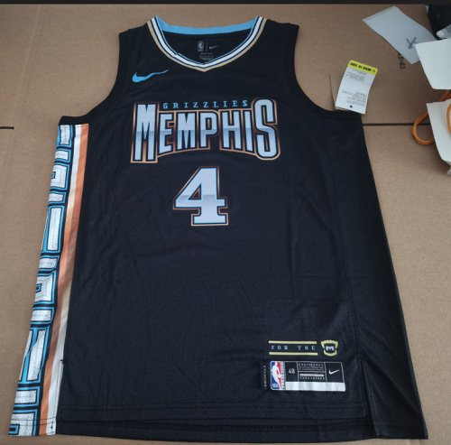 NBA 4 Adams Grizzlies 22-23 city Maillot noir imprimé